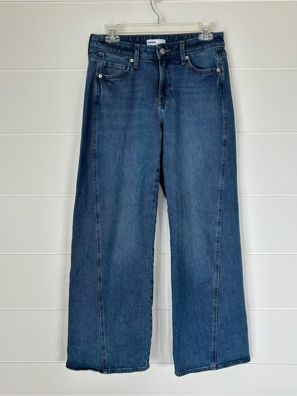 Sonoma Women's Wide Leg High Waisted Denim Jeans with front seam Size 6